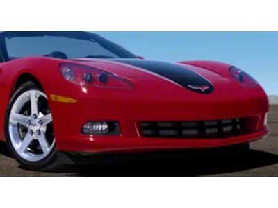 GM Hood Racing Stripe Decal; Silver with Red Accent (05-13 Corvette C6 Coupe)