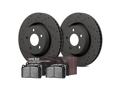 Hawk Performance Talon Cross-Drilled and Slotted Brake Rotor and HPS 5.0 Pad Kit; Front (98-02 Camaro)