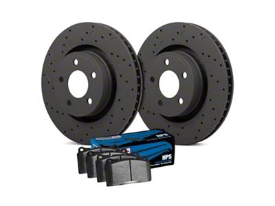 Hawk Performance Talon Cross-Drilled and Slotted Brake Rotor and HPS Pad Kit; Front (06-15 Charger w/ Solid Rear Rotors)