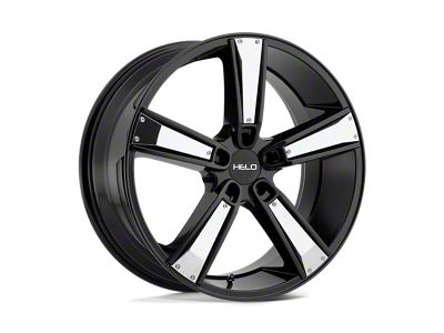 HELO HE899 Satin Black with Gloss Black and Chrome Inserts Wheel; 17x7; 38mm Offset (10-14 Mustang GT w/o Performance Pack, V6)