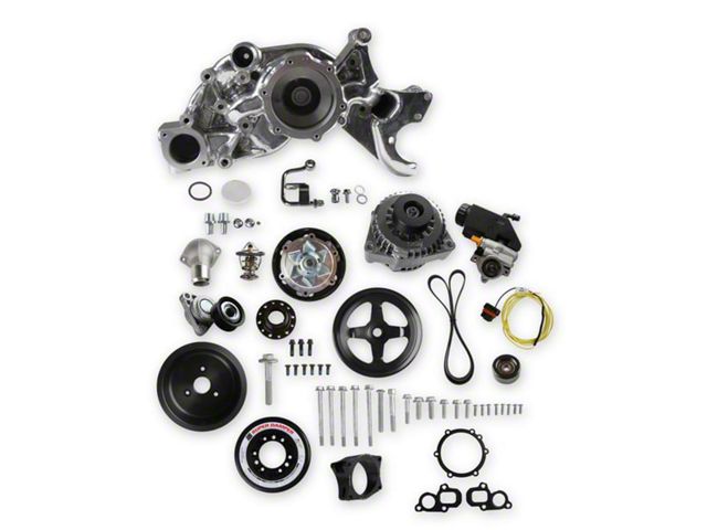 Holley Mid-Mount Race Accessory Drive System Kit with Power Steering Pump; Polished (16-24 Camaro LT1, SS)