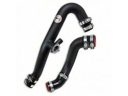 HPS Intercooler Hot and Cold Side Charge Pipes with Black Hoses; Wrinkle Black (15-23 Mustang EcoBoost)