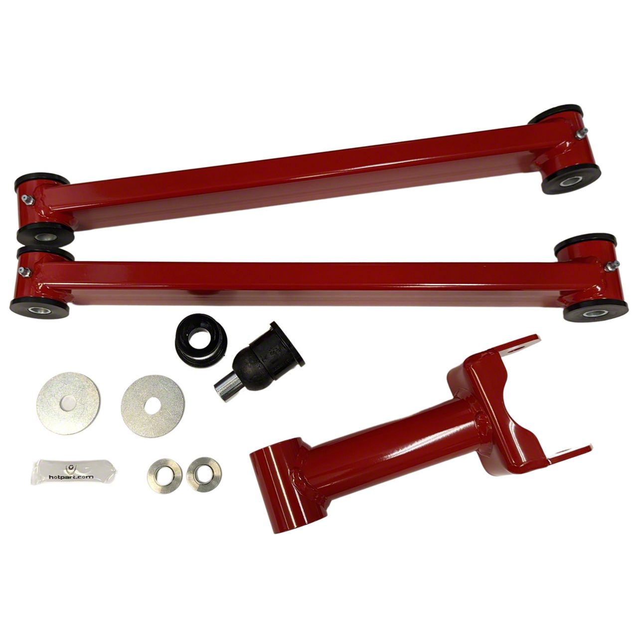 J M Mustang Non Adjustable Rear Upper And Lower Control Arms Red