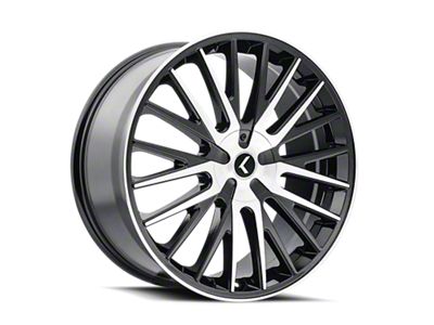 Kraze Double Down Gloss Black Machined Wheel; 17x8 (05-09 Mustang GT, V6)