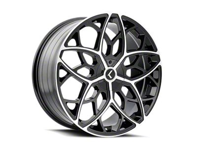 Kraze Ricochet Gloss Black Machined Wheel; 22x8.5; 38mm Offset (05-09 Mustang)