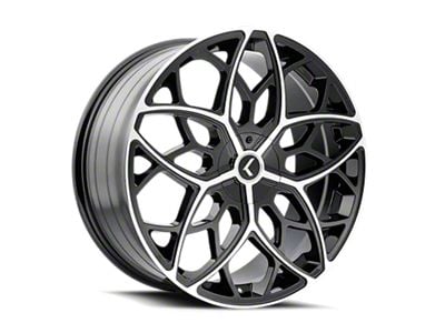 Kraze Ricochet Gloss Black Machined Wheel; 22x8.5 (10-14 Mustang GT w/o Performance Pack, V6)