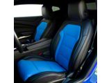 Kustom Interior Premium Artificial Leather Front and Rear Seat Covers; Black with Blue Accent (16-24 Camaro Coupe w/o 1LE Competition Seat)