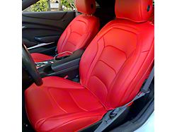 Premium Artificial Leather Front and Rear Seat Covers; All Red (16-24 Camaro Convertible)