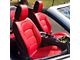 Kustom Interior Premium Artificial Leather Front and Rear Seat Covers; Black with Red Front Face (16-24 Camaro Convertible)