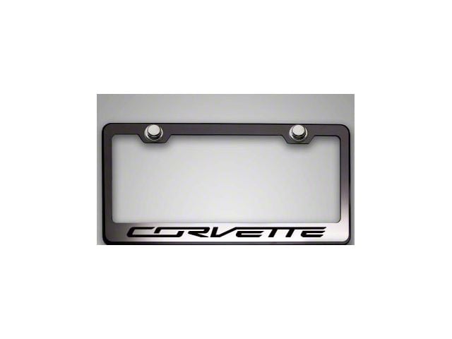 License Plate Frame with Corvette Lettering; Green Carbon Fiber (Universal; Some Adaptation May Be Required)