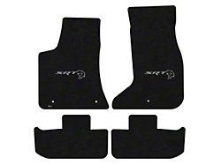 Lloyd Velourtex Front and Rear Floor Mats with Dodge Hellcat Redeye Logo; Black (17-23 AWD Challenger)