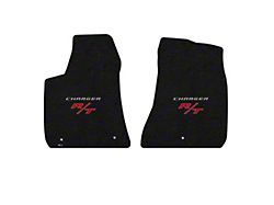 Lloyd Velourtex Front Floor Mats with Silver and Red R/T Logo; Black (11-23 RWD Charger)