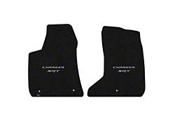 Lloyd Velourtex Front Floor Mats with Silver SRT Logo; Black (11-23 AWD Charger)