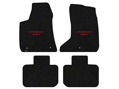 Lloyd Velourtex Front and Rear Floor Mats with Red SRT Logo; Black (11-23 AWD Charger)