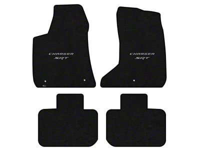 Lloyd Velourtex Front and Rear Floor Mats with Silver SRT Logo; Black (11-23 AWD Charger)