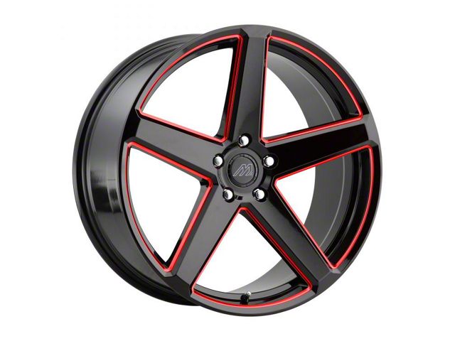 MACH Forged MF.15 Glossy Black with Red Milled Accents Wheel; Rear Only; 20x10.5 (06-10 RWD Charger)