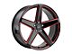 MACH Forged MF.15 Glossy Black with Red Milled Accents Wheel; Rear Only; 20x10.5 (07-10 AWD Charger)