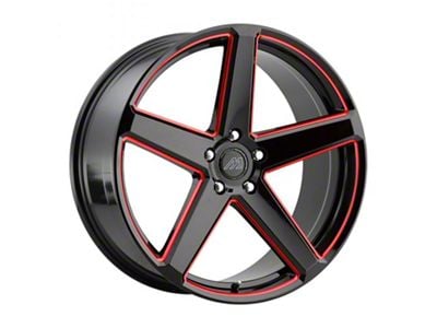 MACH Forged MF.15 Glossy Black with Red Milled Accents Wheel; Rear Only; 20x10.5 (07-10 AWD Charger)