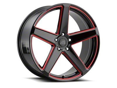 MACH Forged MF.15 Glossy Black with Red Milled Accents Wheel; 20x9 (06-10 RWD Charger)