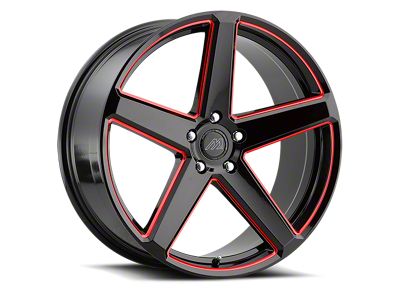 MACH Forged MF.15 Glossy Black with Red Milled Accents Wheel; 20x9 (07-10 AWD Charger)