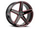 MACH Forged MF.15 Glossy Black with Red Milled Accents Wheel; 20x9 (07-10 AWD Charger)