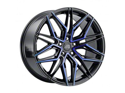 MACH Forged MF.6 Glossy Black with Blue Face Wheel; Rear Only; 20x10 (07-10 AWD Charger)