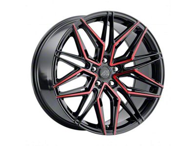 MACH Forged MF.6 Glossy Black with Red Face Wheel; Rear Only; 20x10 (07-10 AWD Charger)
