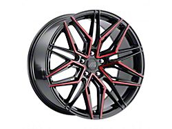 MACH Forged MF.6 Glossy Black with Red Face Wheel; 20x8.5; 15mm Offset (08-23 RWD Challenger, Excluding Widebody)