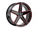 MACH Forged MF.15 Glossy Black with Red Milled Accents Wheel; 20x9 (11-23 RWD Charger, Excluding Widebody)