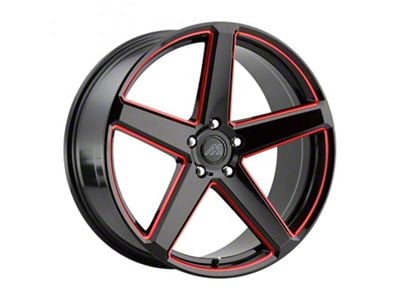 MACH Forged MF.15 Glossy Black with Red Milled Accents Wheel; Rear Only; 20x10.5 (11-23 RWD Charger, Excluding Widebody)