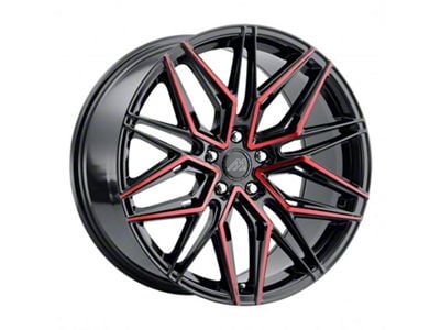 MACH Forged MF.6 Glossy Black with Red Face Wheel; Rear Only; 20x10 (11-23 AWD Charger)