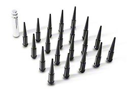 Black Spike Lug Nut Kit; 14mm x 1.5; Set of 20 (21-24 Mustang Mach-E)