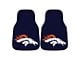 Carpet Front Floor Mats with Denver Broncos Logo; Navy (Universal; Some Adaptation May Be Required)