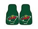 Carpet Front Floor Mats with Minnesota Wild Logo; Green (Universal; Some Adaptation May Be Required)