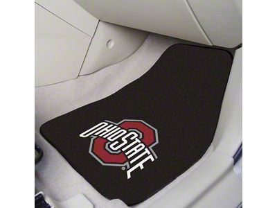 Carpet Front Floor Mats with Ohio State University Logo; Black (Universal; Some Adaptation May Be Required)