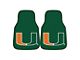 Carpet Front Floor Mats with University of Miami Logo; Green (Universal; Some Adaptation May Be Required)