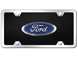 Ford Logo License Plate; Chrome (Universal; Some Adaptation May Be Required)