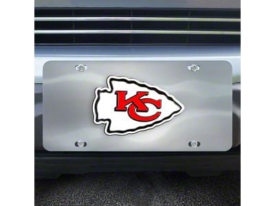 License Plate with Kansas City Chiefs Logo; Stainless Steel (Universal; Some Adaptation May Be Required)