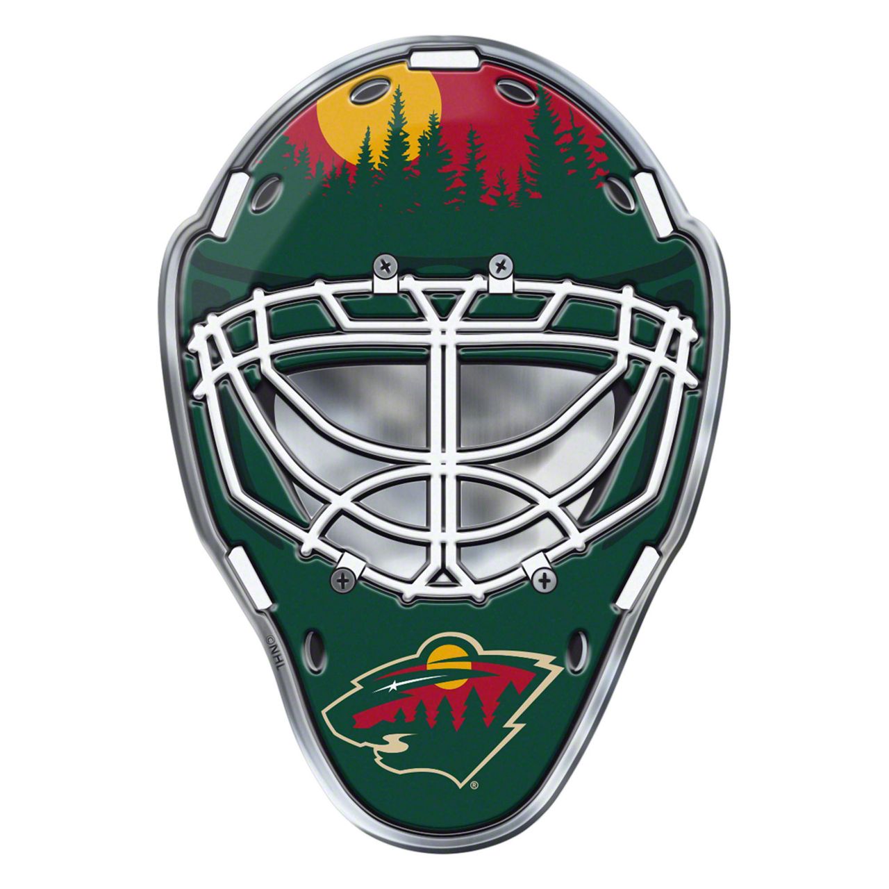 Mach-E Minnesota Wild Embossed Helmet Emblem; Green, Red and Yellow ...