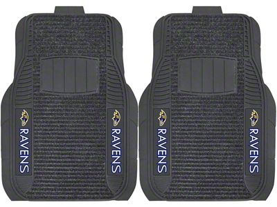 Molded Front Floor Mats with Baltimore Ravens Logo (Universal; Some Adaptation May Be Required)