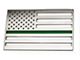 Stainless Steel American Flag Emblem; Polished with Thin Green Line (Universal; Some Adaptation May Be Required)