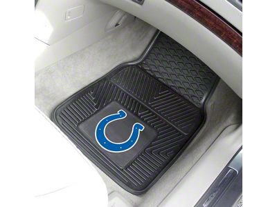 Vinyl Front Floor Mats with Indianapolis Colts Logo; Black (Universal; Some Adaptation May Be Required)