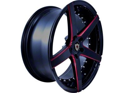 Marquee Wheels M3226 Gloss Black with Red Milled Accents Wheel; Rear Only; 20x10.5; 20mm Offset (06-10 RWD Charger)