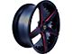 Marquee Wheels M3226 Gloss Black with Red Milled Accents Wheel; Rear Only; 20x10.5 (06-10 RWD Charger)