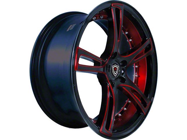 Marquee Wheels M3247 Gloss Black with Red Milled Accents Wheel; 20x9 (06-10 RWD Charger)