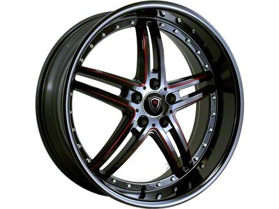 Marquee Wheels M5329 Gloss Black with Red Milled Accents Wheel; 20x9 (06-10 RWD Charger)