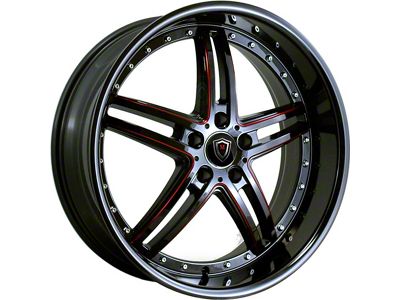 Marquee Wheels M5329 Gloss Black with Red Milled Accents Wheel; 20x9; 35mm Offset (06-10 RWD Charger)