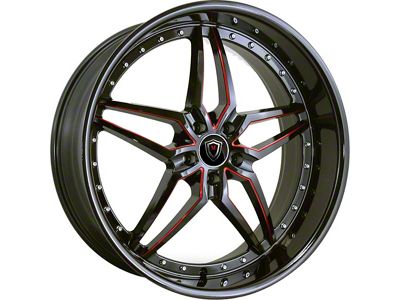 Marquee Wheels M5331A Gloss Black with Red Milled Accents Wheel; Rear Only; 20x10.5 (06-10 RWD Charger)