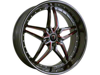 Marquee Wheels M5331A Gloss Black with Red Milled Accents Wheel; Rear Only; 20x10.5; 20mm Offset (06-10 RWD Charger)