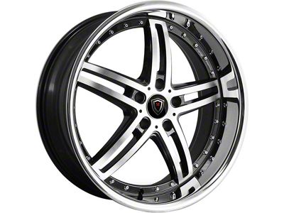 Marquee Wheels M5329 Gloss Black Machined with Stainless Lip Wheel; 20x9 (11-23 RWD Charger, Excluding SRT Hellcat)